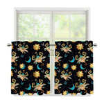 Cute Cartoon Taurus Pattern Print Tier Curtains