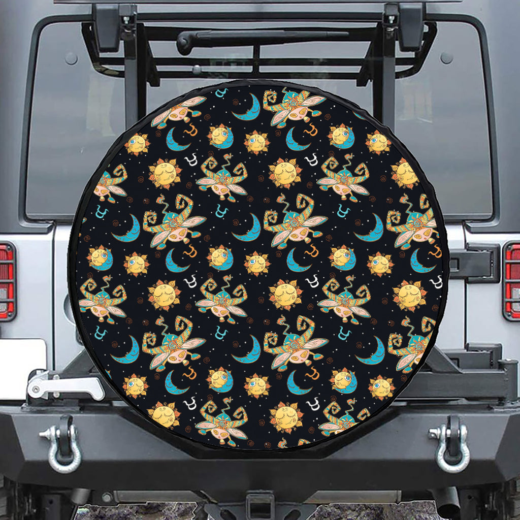 Cute Cartoon Taurus Pattern Print Tire Cover