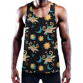 Cute Cartoon Taurus Pattern Print Men's Workout Tank Top