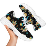 Cute Cartoon Taurus Pattern Print White Chunky Shoes