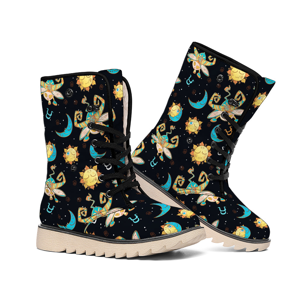 Cute Cartoon Taurus Pattern Print Winter Boots