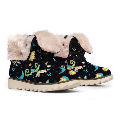 Cute Cartoon Taurus Pattern Print Winter Boots