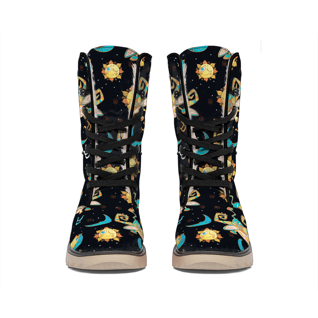 Cute Cartoon Taurus Pattern Print Winter Boots