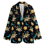 Cute Cartoon Taurus Pattern Print Women's Blazer