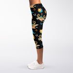 Cute Cartoon Taurus Pattern Print Women's Capri Leggings