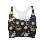 Cute Cartoon Taurus Pattern Print Women's Sports Bra