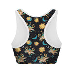Cute Cartoon Taurus Pattern Print Women's Sports Bra