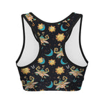 Cute Cartoon Taurus Pattern Print Women's Sports Bra