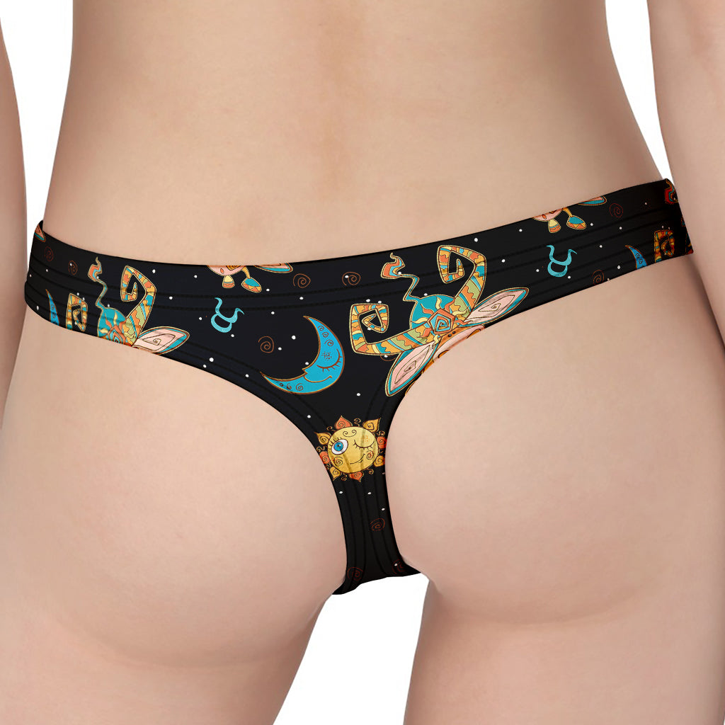 Cute Cartoon Taurus Pattern Print Women's Thong