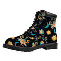 Cute Cartoon Taurus Pattern Print Padded Collar Lace Up Boots