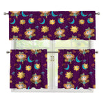 Cute Cartoon Virgo Pattern Print 3 Piece Kitchen Curtains