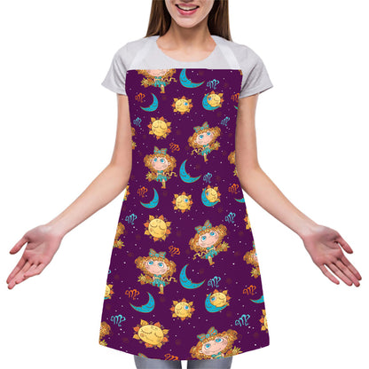 Cute Cartoon Virgo Pattern Print Adjustable Apron