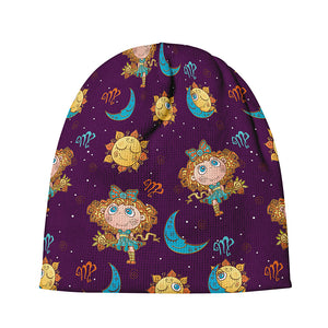 Cute Cartoon Virgo Pattern Print Beanie