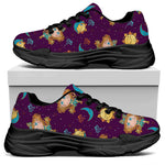 Cute Cartoon Virgo Pattern Print Black Chunky Shoes