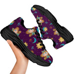 Cute Cartoon Virgo Pattern Print Black Chunky Shoes