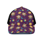 Cute Cartoon Virgo Pattern Print Black Mesh Trucker Cap
