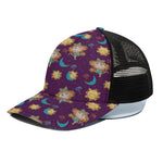 Cute Cartoon Virgo Pattern Print Black Mesh Trucker Cap