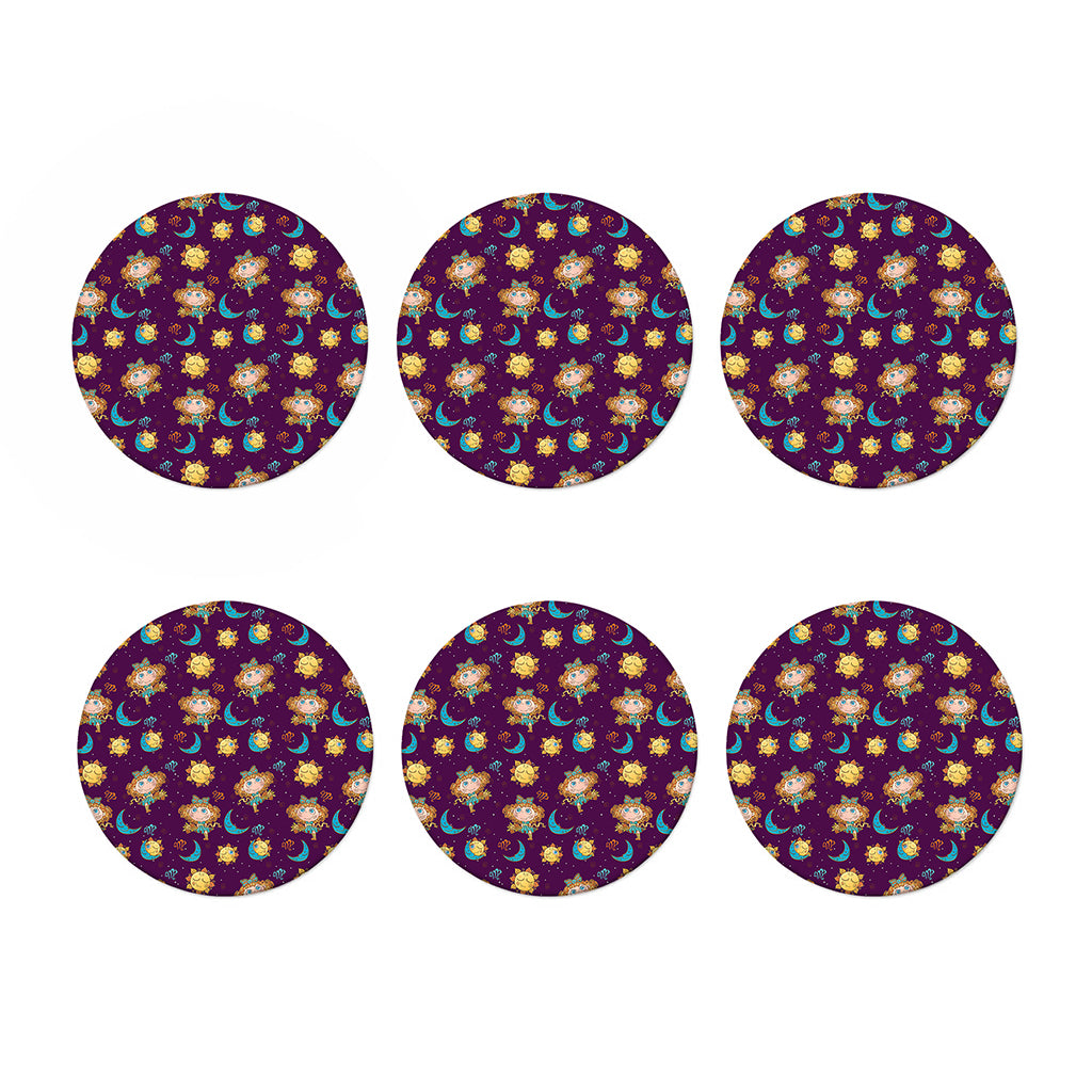 Cute Cartoon Virgo Pattern Print Coaster Set
