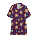 Cute Cartoon Virgo Pattern Print Cotton Hawaiian Shirt