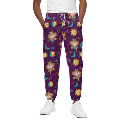 Cute Cartoon Virgo Pattern Print Cotton Pants
