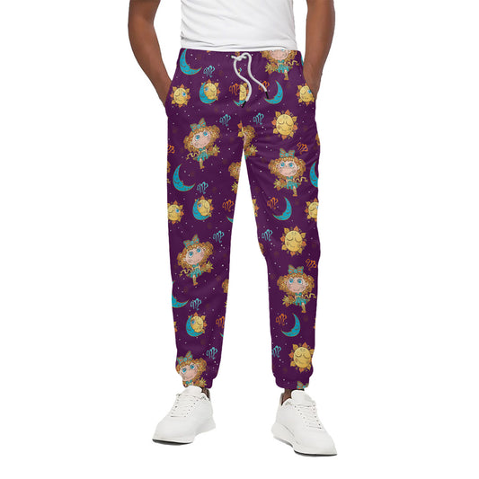 Cute Cartoon Virgo Pattern Print Cotton Pants
