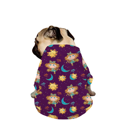 Cute Cartoon Virgo Pattern Print Dog Zip Up Jacket