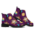 Cute Cartoon Virgo Pattern Print Flat Ankle Boots