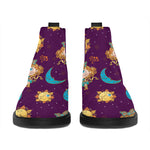 Cute Cartoon Virgo Pattern Print Flat Ankle Boots