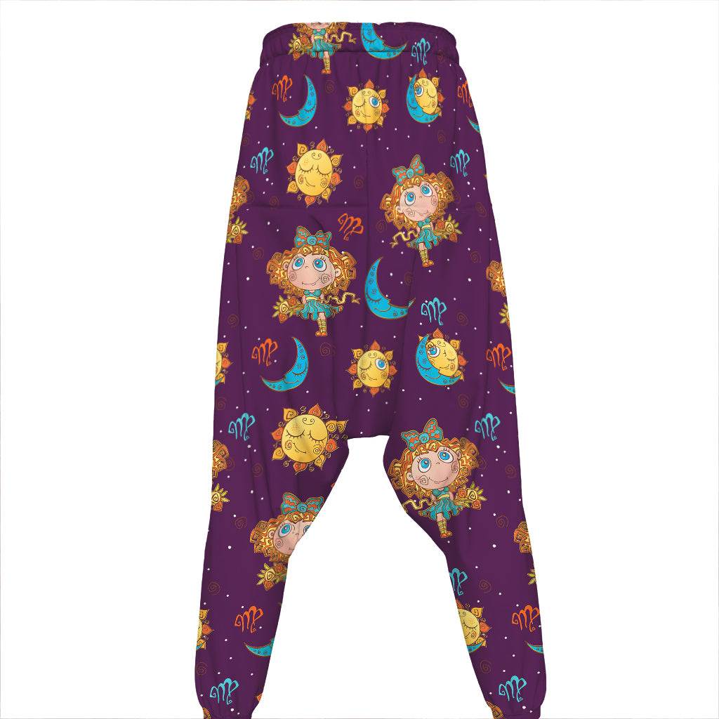 Cute Cartoon Virgo Pattern Print Hammer Pants