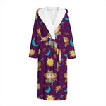 Cute Cartoon Virgo Pattern Print Hooded Bathrobe