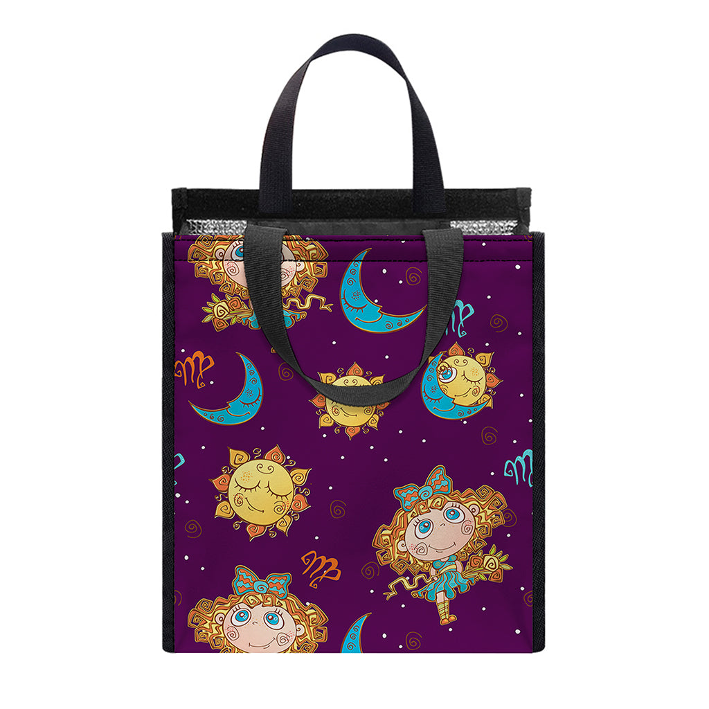 Cute Cartoon Virgo Pattern Print Insulated Lunch Tote