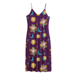 Cute Cartoon Virgo Pattern Print Jersey Midi Cami Dress