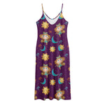 Cute Cartoon Virgo Pattern Print Jersey Midi Cami Dress