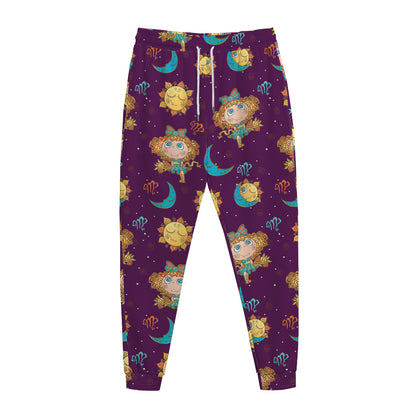 Cute Cartoon Virgo Pattern Print Jogger Pants
