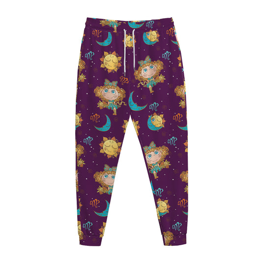 Cute Cartoon Virgo Pattern Print Jogger Pants