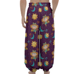 Cute Cartoon Virgo Pattern Print Lantern Pants