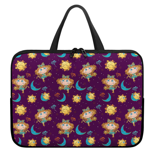 Cute Cartoon Virgo Pattern Print Laptop Sleeve With Handle