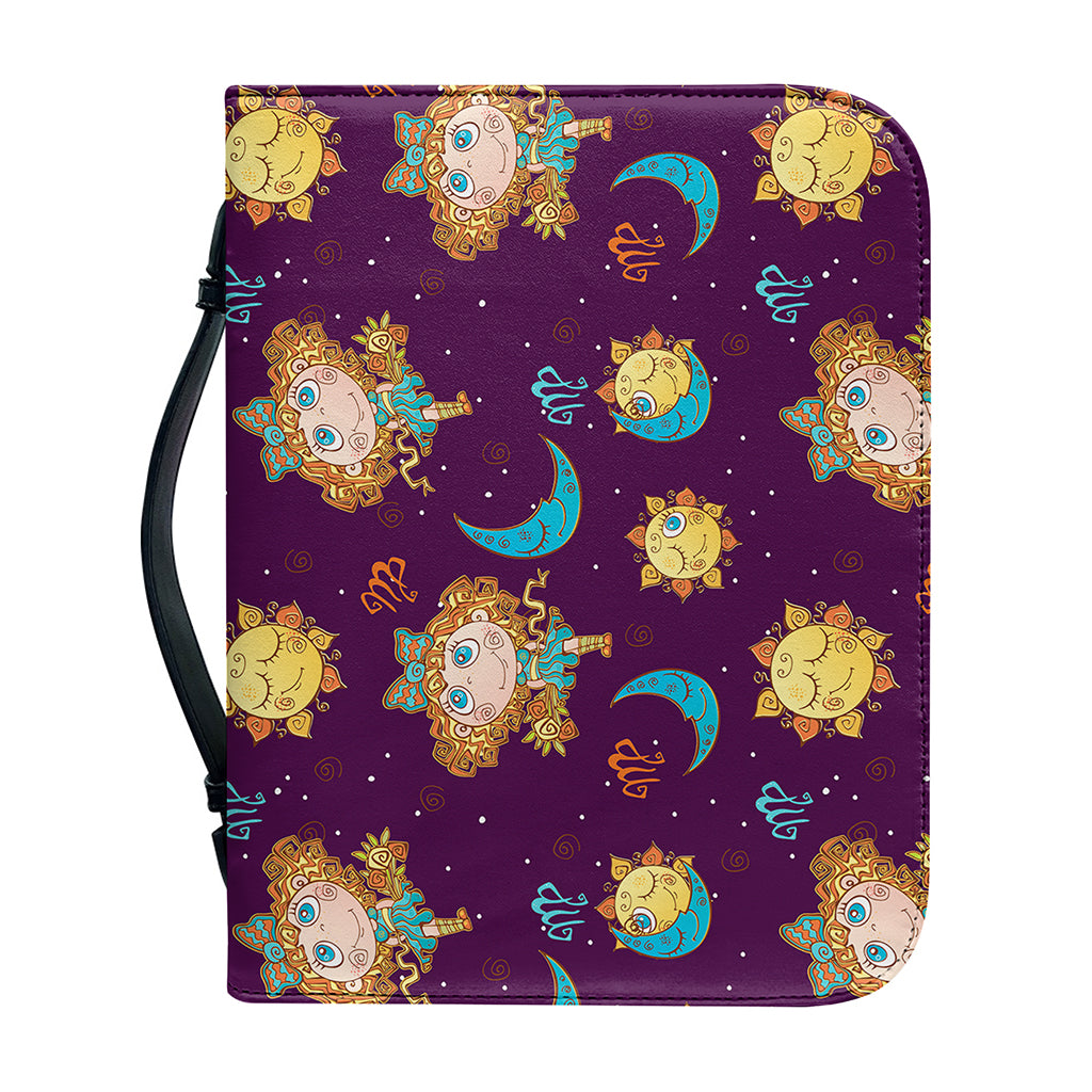 Cute Cartoon Virgo Pattern Print Leather Bible Cover