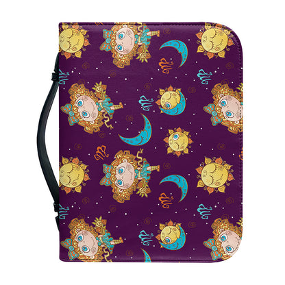 Cute Cartoon Virgo Pattern Print Leather Bible Cover