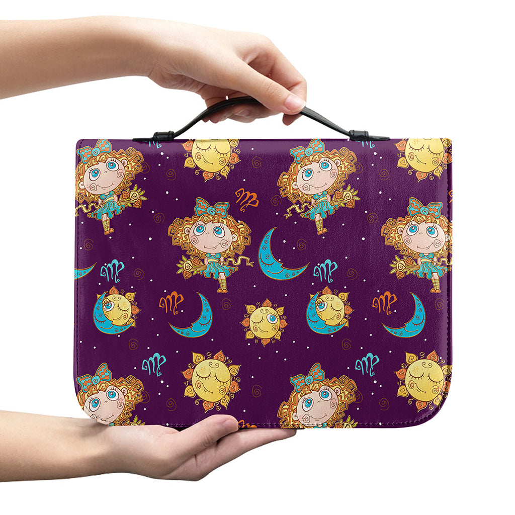 Cute Cartoon Virgo Pattern Print Leather Bible Cover