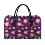 Cute Cartoon Virgo Pattern Print Leather Duffle Bag