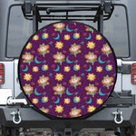 Cute Cartoon Virgo Pattern Print Leather Spare Tire Cover