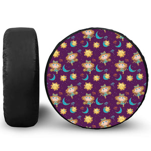 Cute Cartoon Virgo Pattern Print Leather Spare Tire Cover