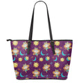 Cute Cartoon Virgo Pattern Print Leather Tote Bag With Zipper
