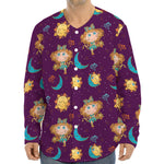 Cute Cartoon Virgo Pattern Print Long Sleeve Baseball Jersey