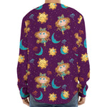 Cute Cartoon Virgo Pattern Print Long Sleeve Baseball Jersey