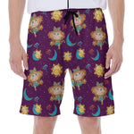 Cute Cartoon Virgo Pattern Print Men's Beach Shorts