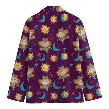 Cute Cartoon Virgo Pattern Print Men's Blazer