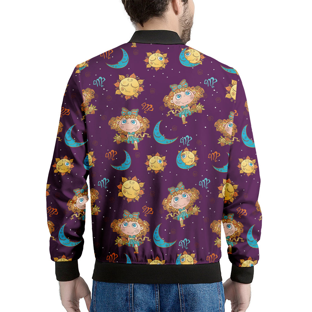 Cute Cartoon Virgo Pattern Print Men's Bomber Jacket