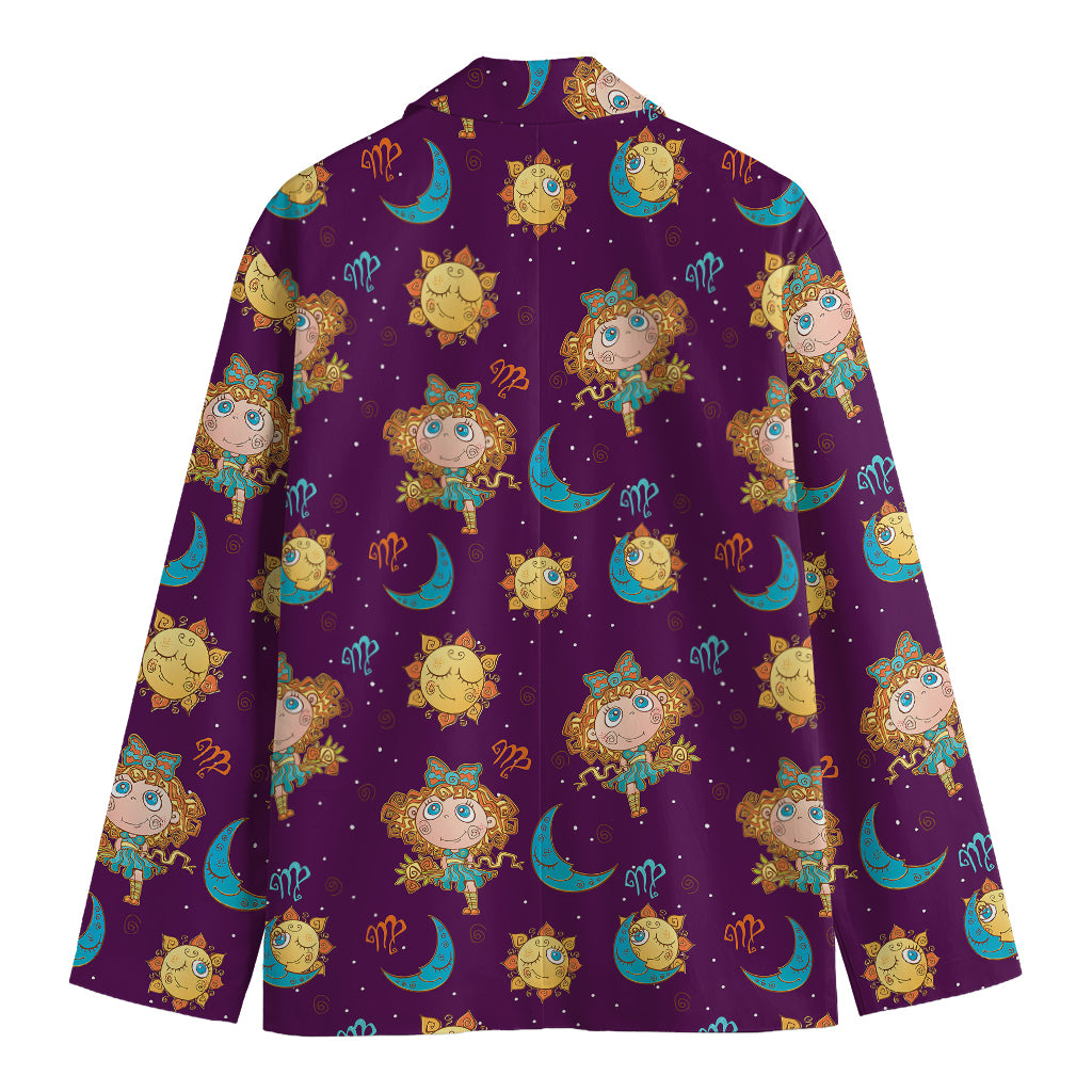 Cute Cartoon Virgo Pattern Print Men's Cotton Blazer